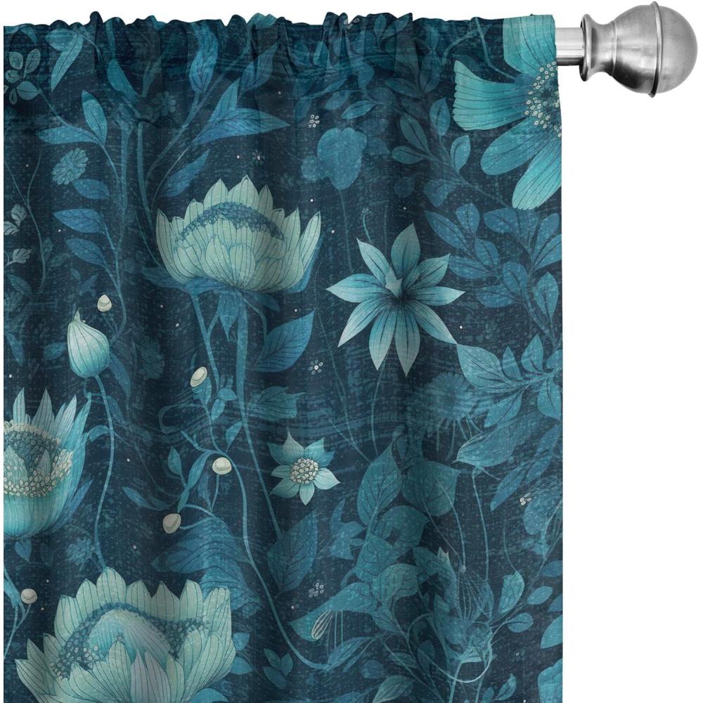 imageAmbesonne Garden Scene Curtains Neutral Traditional Roses and Floral Pattern Boho Romance Print Window Treatments 2 Panel Set for Living Room Bedroom Pair of 28 x 84 Cream White Dark SepiaPetrol Blue Dark Teal