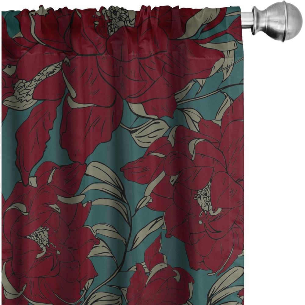 imageAmbesonne Nature Themed Curtains Floral Drawings in Romantic Vibes with Petals Neutral Colors Boho Pattern Window Treatments 2 Panel Set for Living Room Bedroom Pair of  28 x 95 Ruby ChampagneSea Green and Burgundy