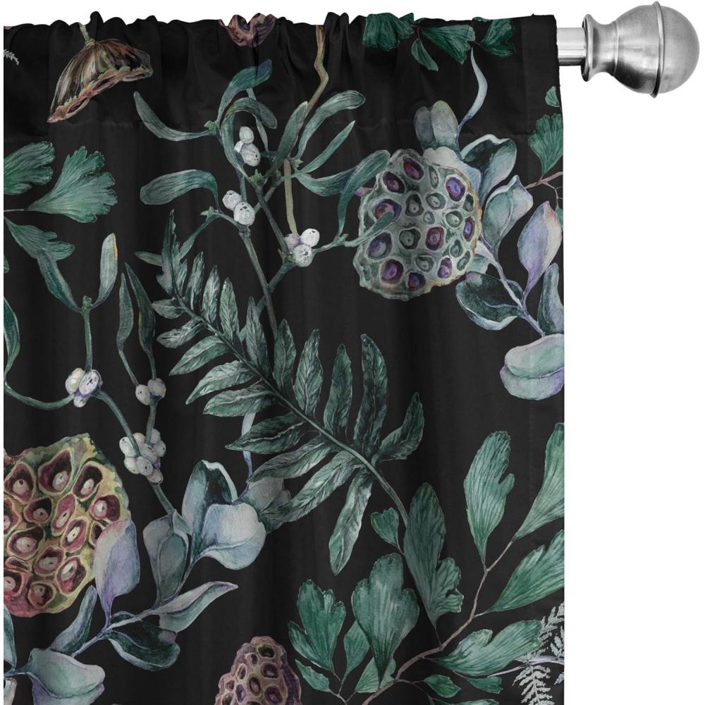 imageAmbesonne Nature Themed Curtains Floral Drawings in Romantic Vibes with Petals Neutral Colors Boho Pattern Window Treatments 2 Panel Set for Living Room Bedroom Pair of  28 x 95 Ruby ChampagneJade Green and Charcoal Grey