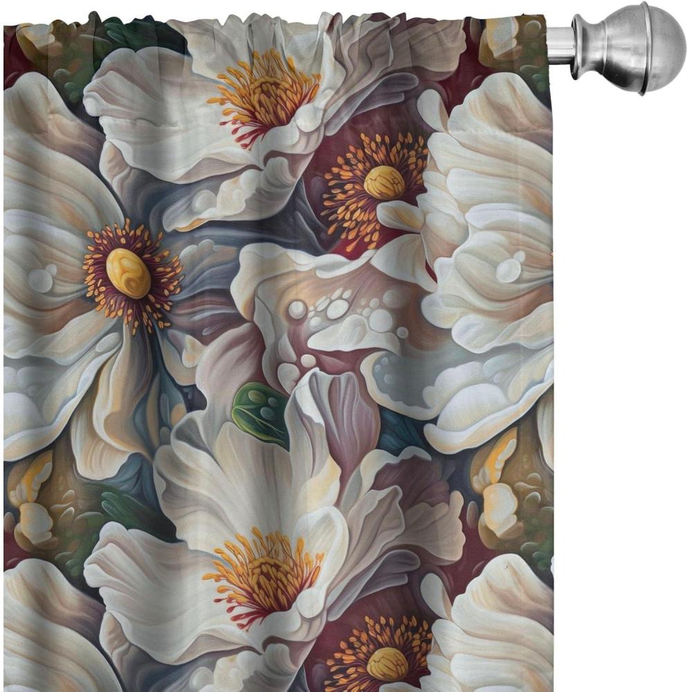 imageAmbesonne Nature Themed Curtains Floral Drawings in Romantic Vibes with Petals Neutral Colors Boho Pattern Window Treatments 2 Panel Set for Living Room Bedroom Pair of 28 x 95 Ruby ChampagneDark Mauve and Marigold