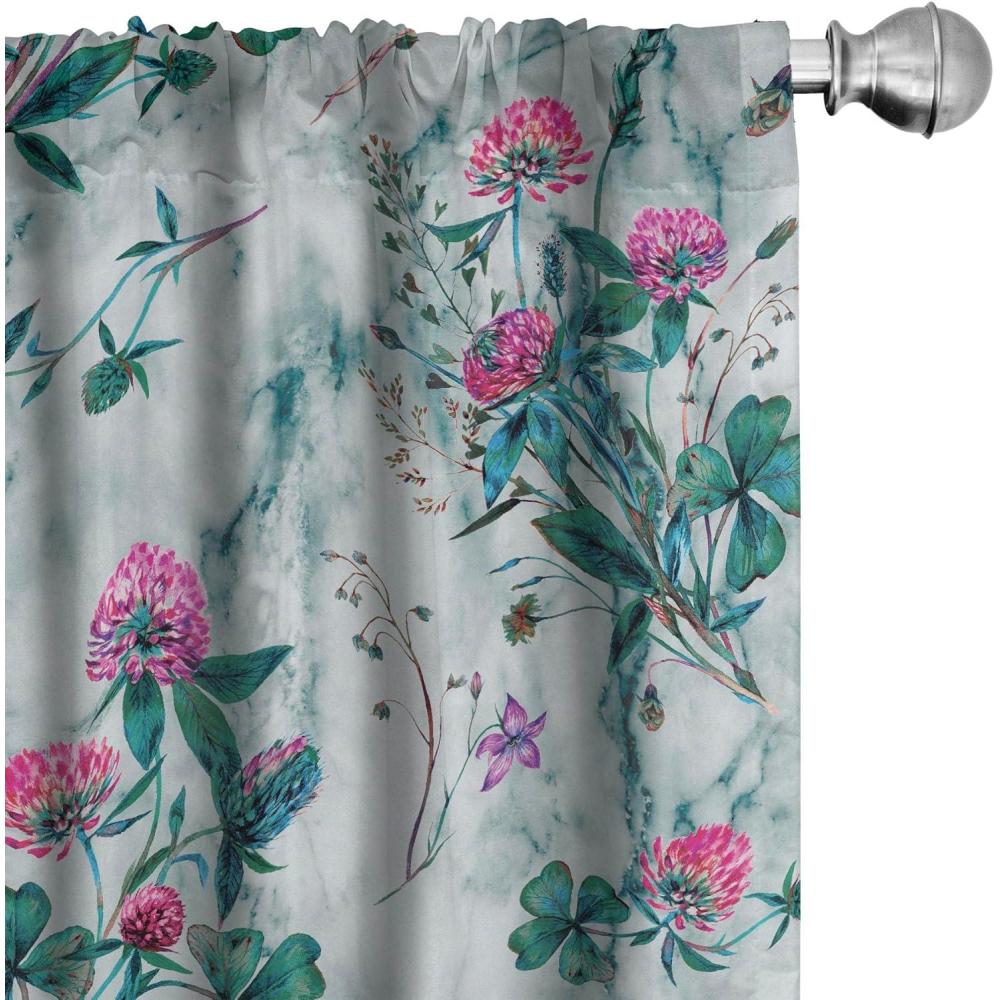 imageAmbesonne Nature Themed Curtains Floral Drawings in Romantic Vibes with Petals Neutral Colors Boho Pattern Window Treatments 2 Panel Set for Living Room Bedroom Pair of 28 x 95 Ruby ChampagneJade Green Hot Pink