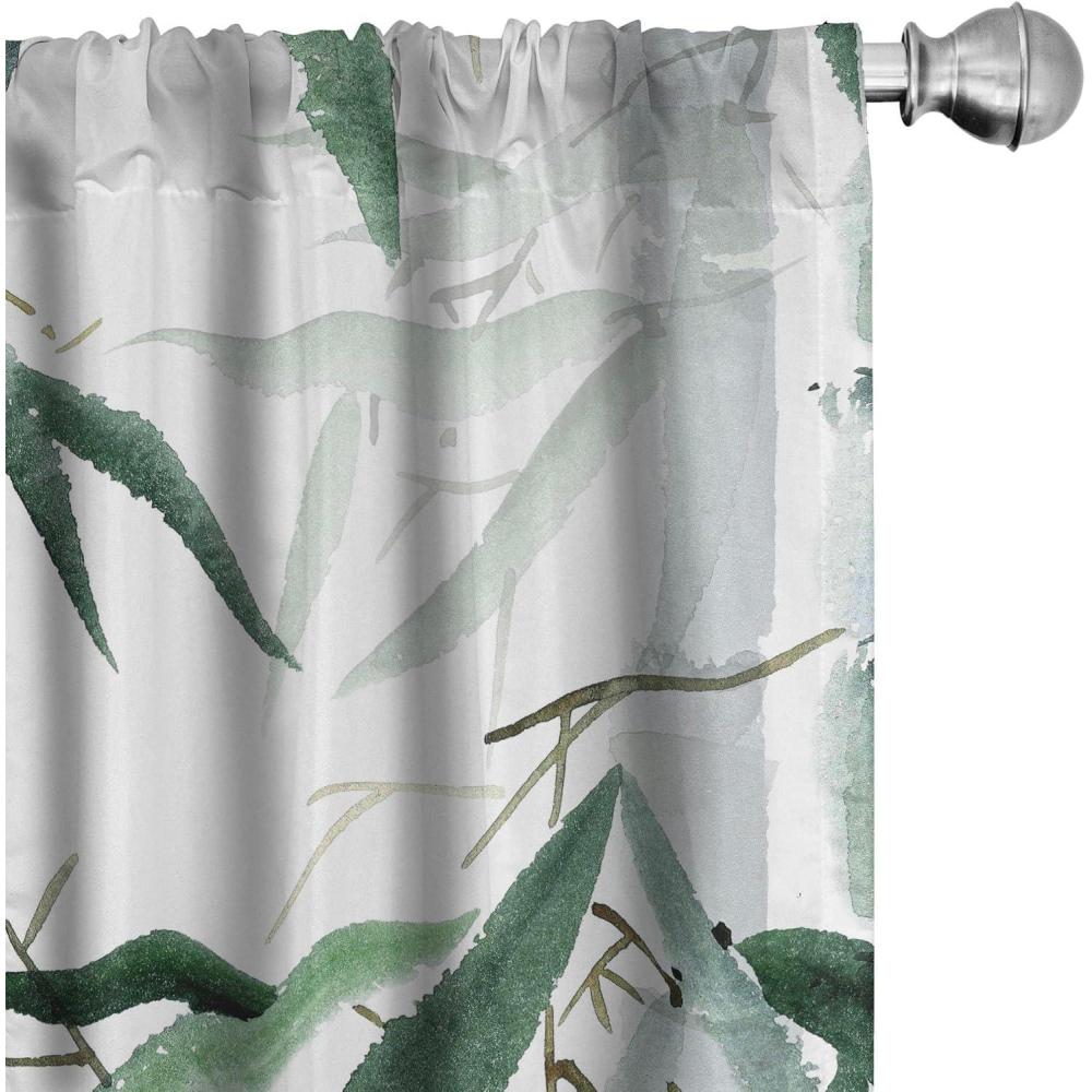 imageAmbesonne Nature Themed Curtains Floral Drawings in Romantic Vibes with Petals Neutral Colors Boho Pattern Window Treatments 2 Panel Set for Living Room Bedroom Pair of  28 x 95 Ruby ChampagneReseda Green White