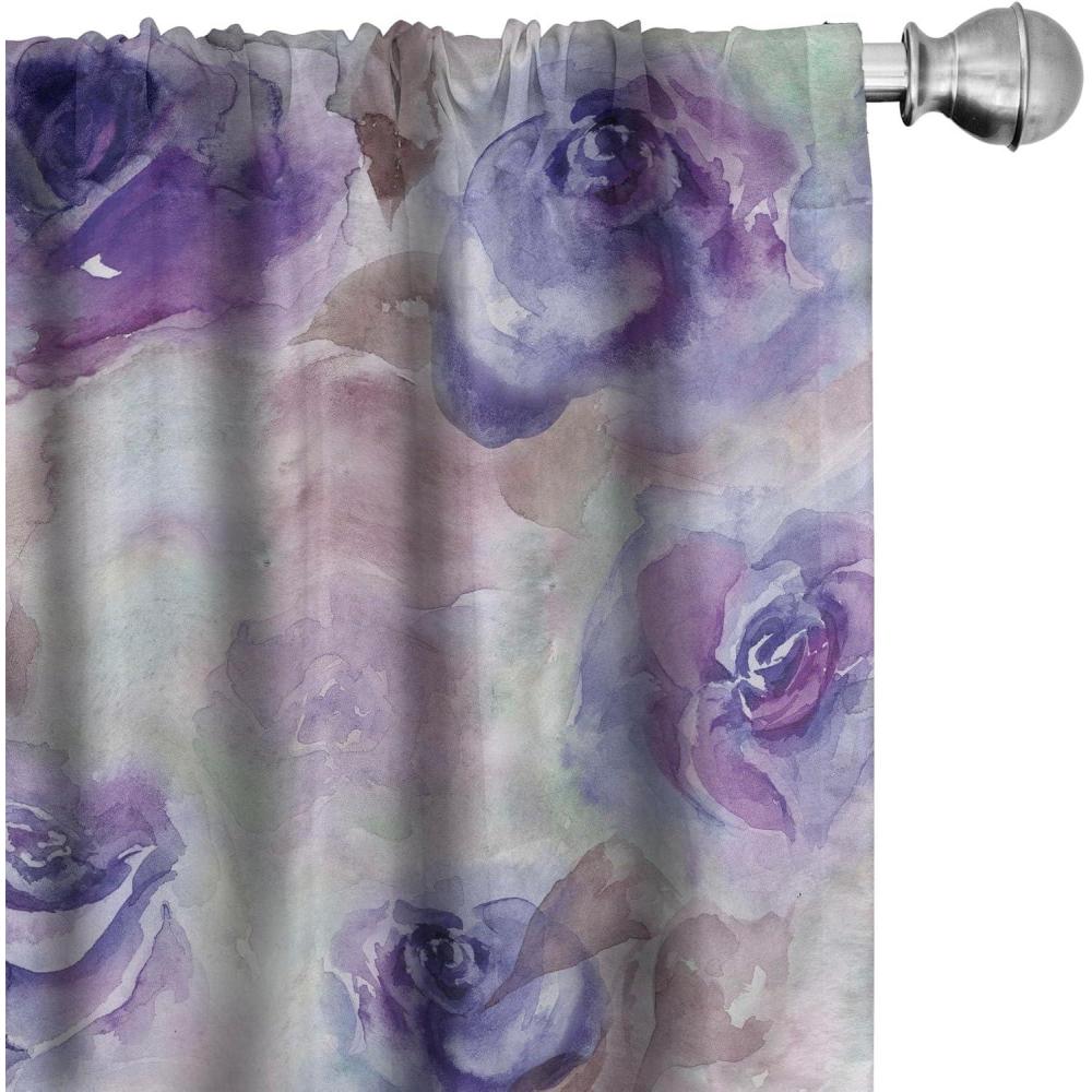 imageAmbesonne Nature Themed Curtains Floral Drawings in Romantic Vibes with Petals Neutral Colors Boho Pattern Window Treatments 2 Panel Set for Living Room Bedroom Pair of 28 x 95 Ruby ChampagneViolet Warm Taupe and Mauve