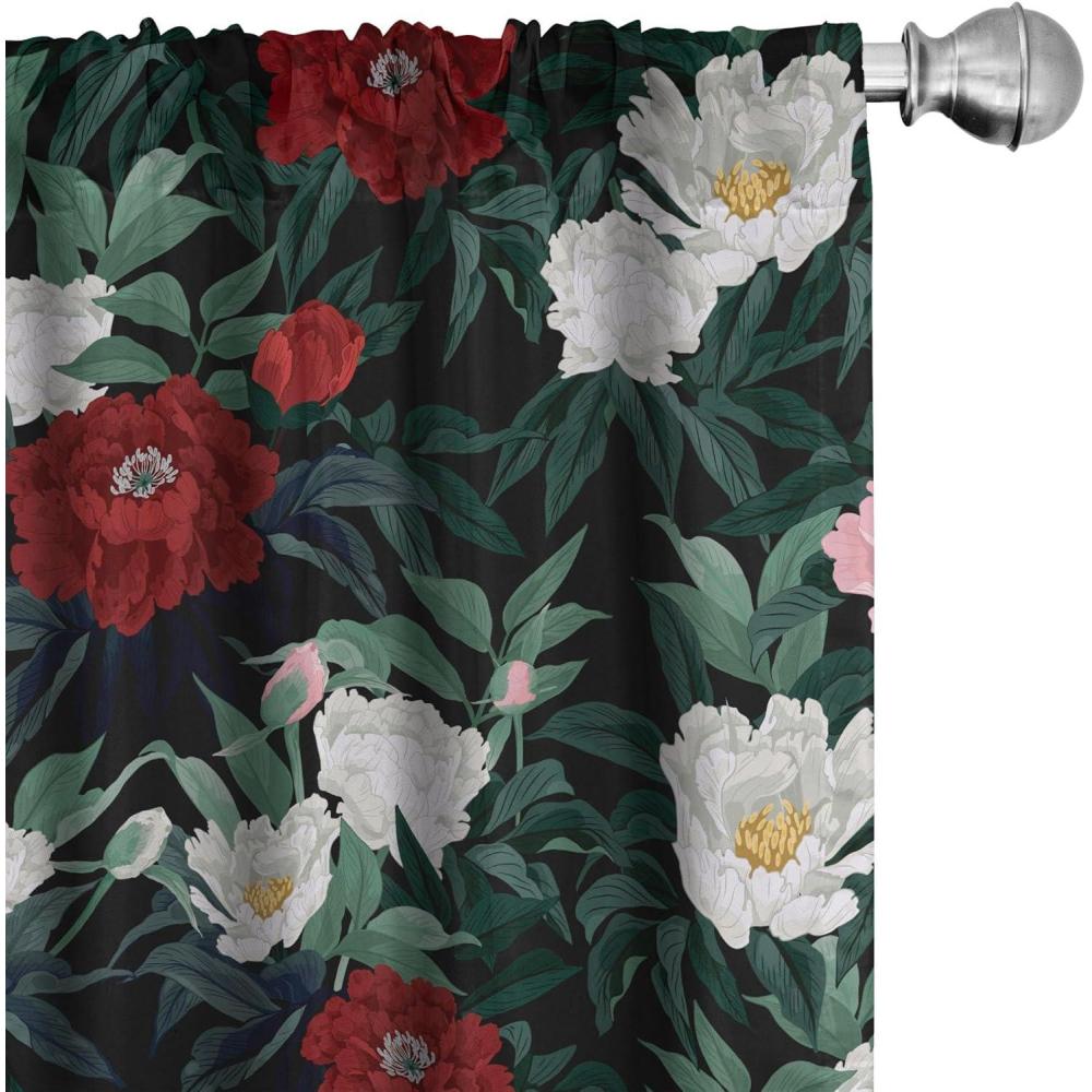 imageAmbesonne Nature Themed Curtains Floral Drawings in Romantic Vibes with Petals Neutral Colors Boho Pattern Window Treatments 2 Panel Set for Living Room Bedroom Pair of 28 x 95 Ruby ChampagneAlmond Green Ruby Ivory