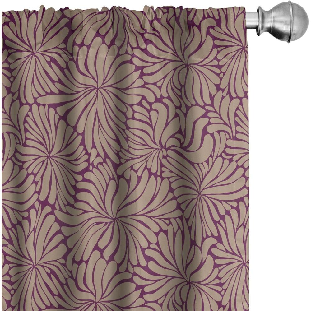 imageAmbesonne Nature Themed Curtains Floral Drawings in Romantic Vibes with Petals Neutral Colors Boho Pattern Window Treatments 2 Panel Set for Living Room Bedroom Pair of 28 x 95 Ruby ChampagneDark Tan Purple