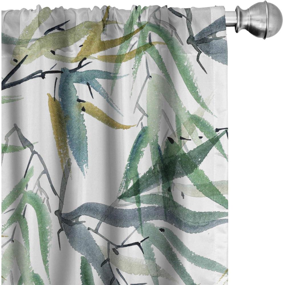 imageAmbesonne Nature Themed Curtains Floral Drawings in Romantic Vibes with Petals Neutral Colors Boho Pattern Window Treatments 2 Panel Set for Living Room Bedroom Pair of 28 x 95 Ruby ChampagneFern Green Blue Grey