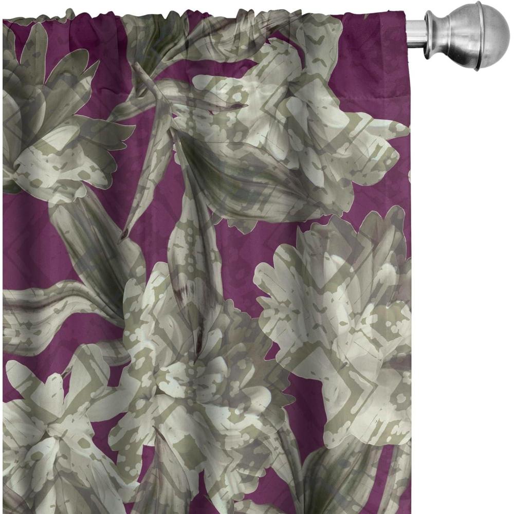imageAmbesonne Nature Themed Curtains Floral Drawings in Romantic Vibes with Petals Neutral Colors Boho Pattern Window Treatments 2 Panel Set for Living Room Bedroom Pair of 28 x 95 Ruby ChampagneDark Magenta and Pale Green