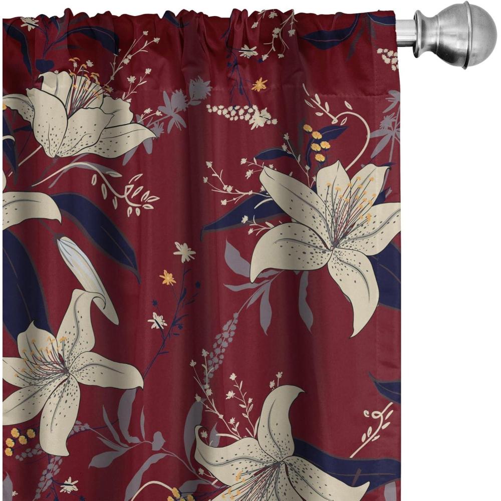 imageAmbesonne Nature Themed Curtains Floral Drawings in Romantic Vibes with Petals Neutral Colors Boho Pattern Window Treatments 2 Panel Set for Living Room Bedroom Pair of 28 x 95 Ruby ChampagneRuby Champagne
