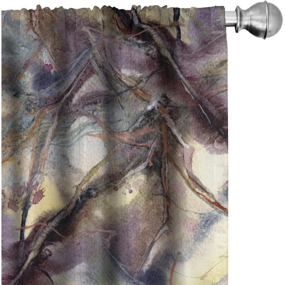 imageAmbesonne Nature Themed Curtains Floral Drawings in Romantic Vibes with Petals Neutral Colors Boho Pattern Window Treatments 2 Panel Set for Living Room Bedroom Pair of 28 x 95 Ruby ChampagnePlum Sepia and Mustard