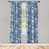 Ambesonne Garden Scene Curtains, Neutral Traditional Roses and Floral Pattern Boho Romance Print, Window Treatments 2 Panel Set for Living Room Bedroom, Pair of – 28″ x 84″, Cream White Dark Sepia(Dark Sky Blue and White)