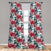 Ambesonne Garden Scene Curtains, Neutral Traditional Roses and Floral Pattern Boho Romance Print, Window Treatments 2 Panel Set for Living Room Bedroom, Pair of – 28″ x 84″, Cream White Dark Sepia(Dark Coral and Forest Green)