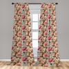 Ambesonne Garden Scene Curtains, Neutral Traditional Roses and Floral Pattern Boho Romance Print, Window Treatments 2 Panel Set for Living Room Bedroom, Pair of – 28″ x 84″, Cream White Dark Sepia(Pink Almond and Green Brown)