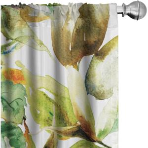 Ambesonne Garden Scene Curtains, Neutral Traditional Roses and Floral Pattern Boho Romance Print, Window Treatments 2 Panel Set for Living Room Bedroom, Pair of – 28″ x 84″, Cream White Dark Sepia(Green Chocolate)