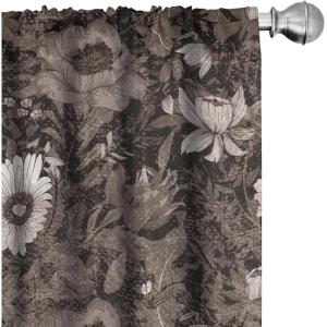 Ambesonne Garden Scene Curtains, Neutral Traditional Roses and Floral Pattern Boho Romance Print, Window Treatments 2 Panel Set for Living Room Bedroom, Pair of – 28″ x 84″, Cream White Dark Sepia(Taupe and Dark Brown)