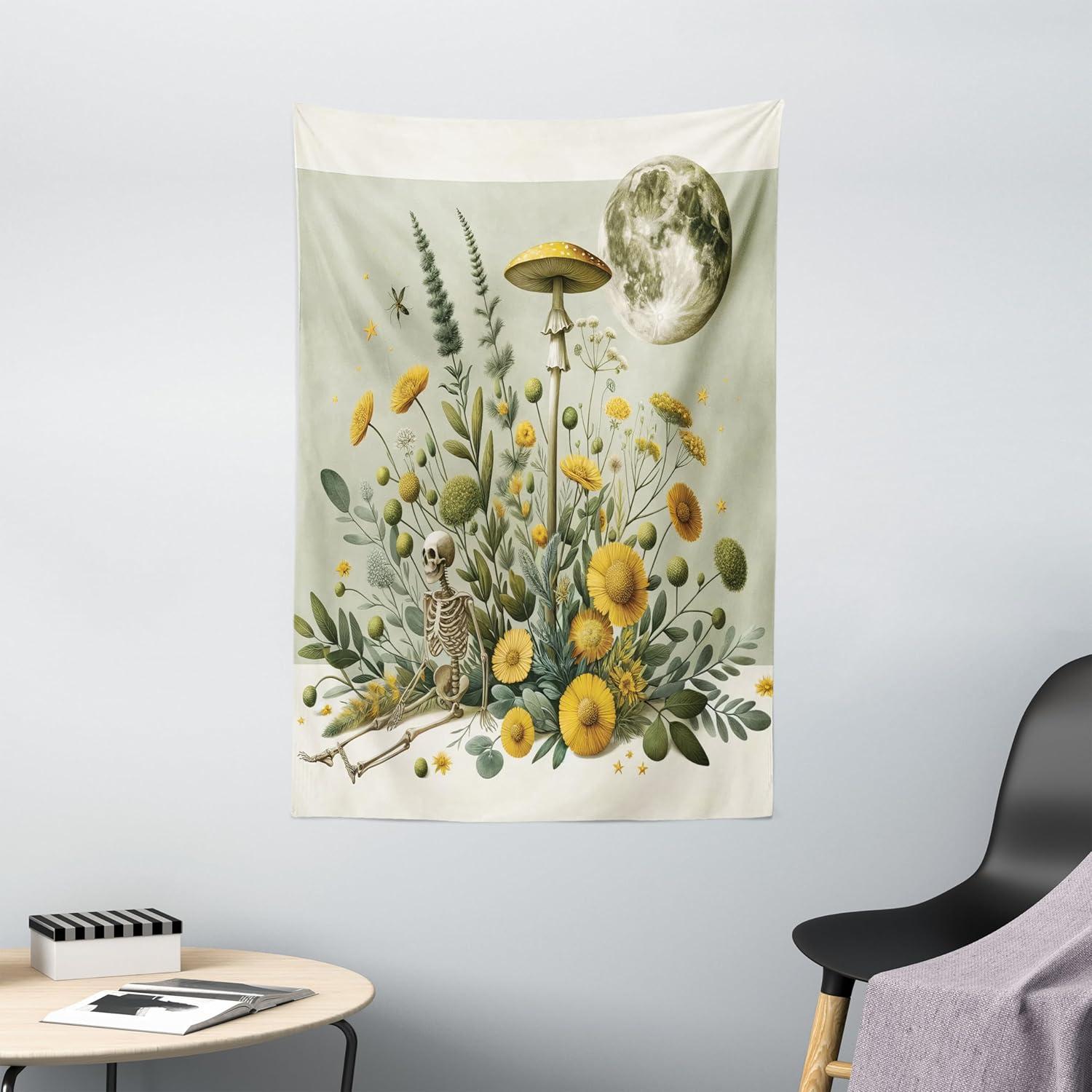 imageAmbesonne Antique Tapestry Old World Map Texture Nostalgic Plan Atlas Trace of Life Wide Wall Hanging for Bedroom Living Room Dorm 60 X 40 Khaki BeigePale Green Earth Yellow