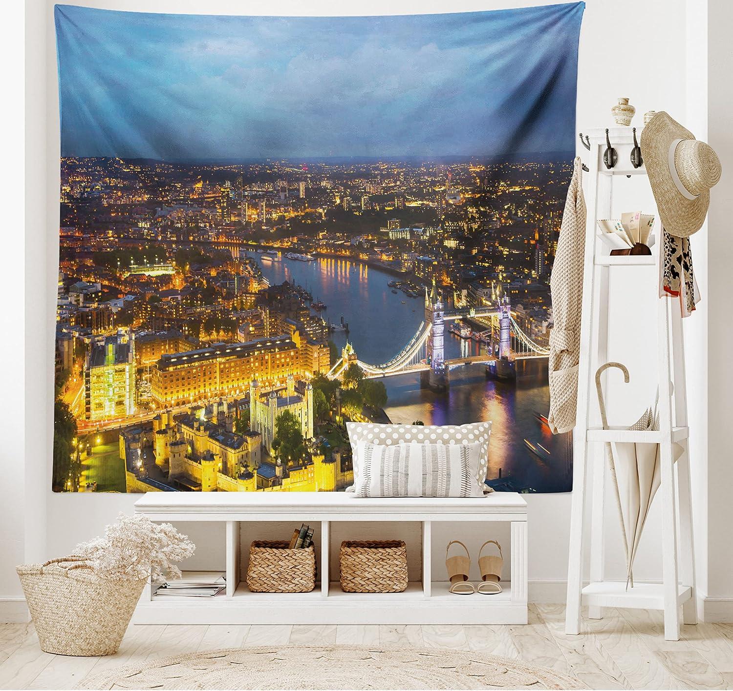 imageAmbesonne Antique Tapestry Old World Map Texture Nostalgic Plan Atlas Trace of Life Wide Wall Hanging for Bedroom Living Room Dorm 60 X 40 Khaki BeigeYellow Bluegrey