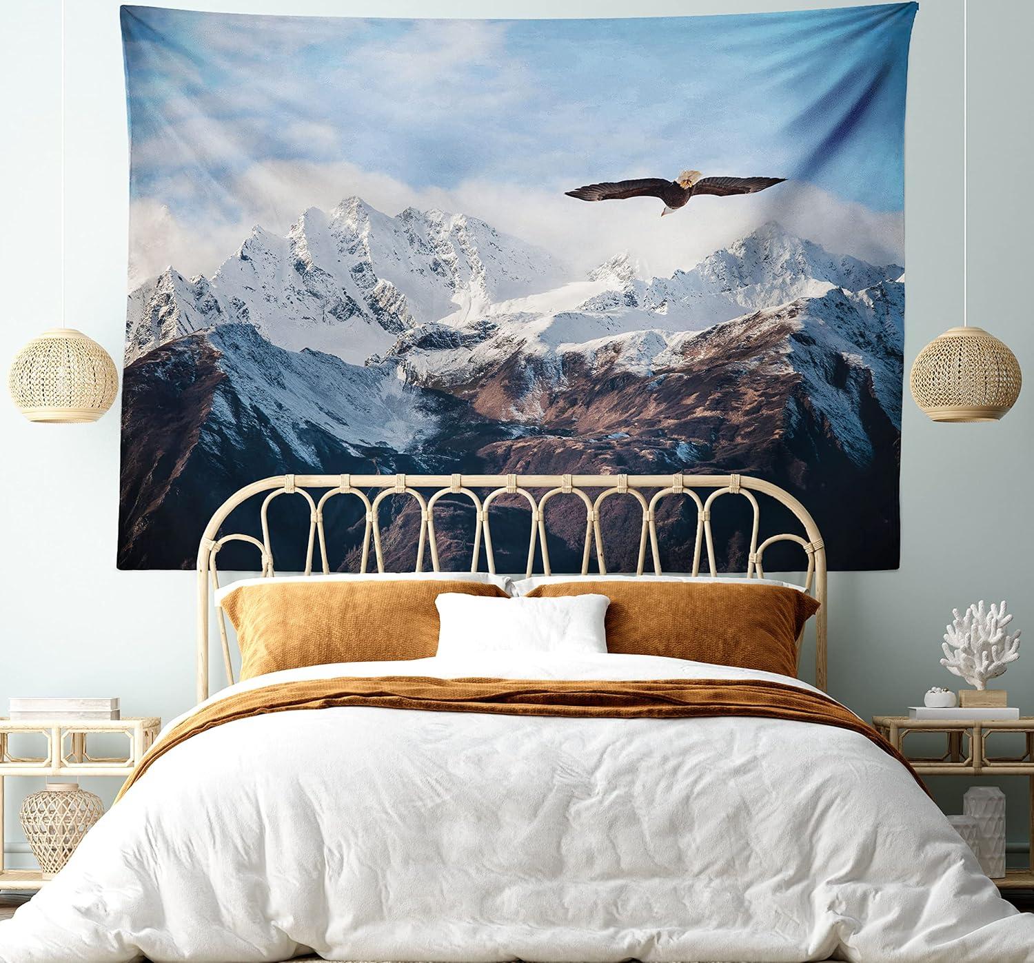 imageAmbesonne Antique Tapestry Old World Map Texture Nostalgic Plan Atlas Trace of Life Wide Wall Hanging for Bedroom Living Room Dorm 60 X 40 Khaki BeigeBrown White Blue