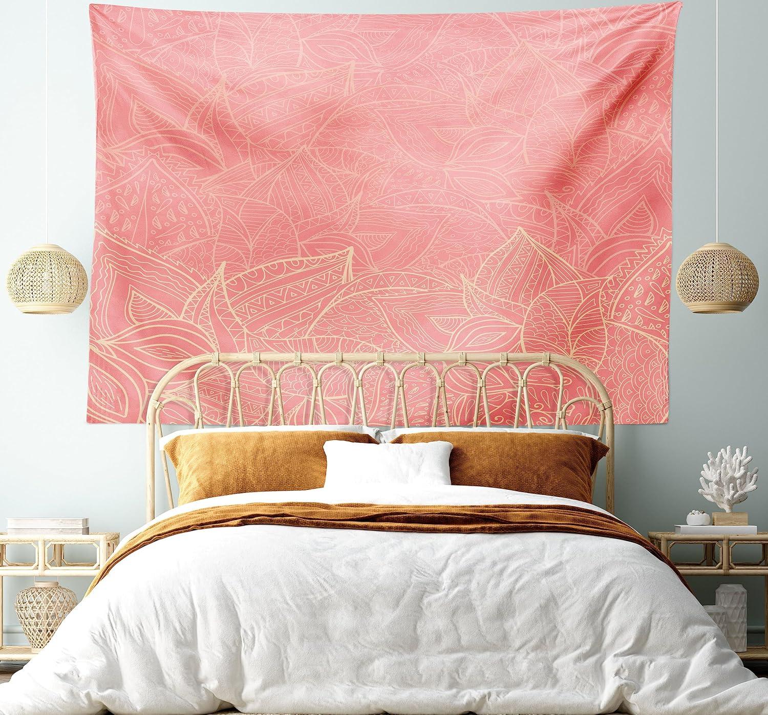 imageAmbesonne Antique Tapestry Old World Map Texture Nostalgic Plan Atlas Trace of Life Wide Wall Hanging for Bedroom Living Room Dorm 60 X 40 Khaki BeigePeach Coral