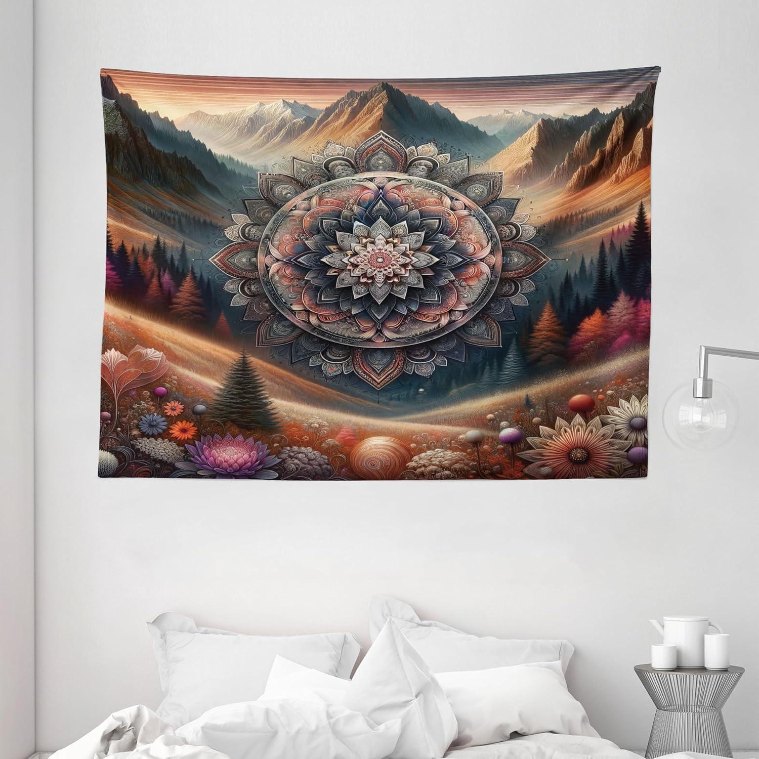 imageAmbesonne Antique Tapestry Old World Map Texture Nostalgic Plan Atlas Trace of Life Wide Wall Hanging for Bedroom Living Room Dorm 60 X 40 Khaki BeigePale Vermilion Multicolor