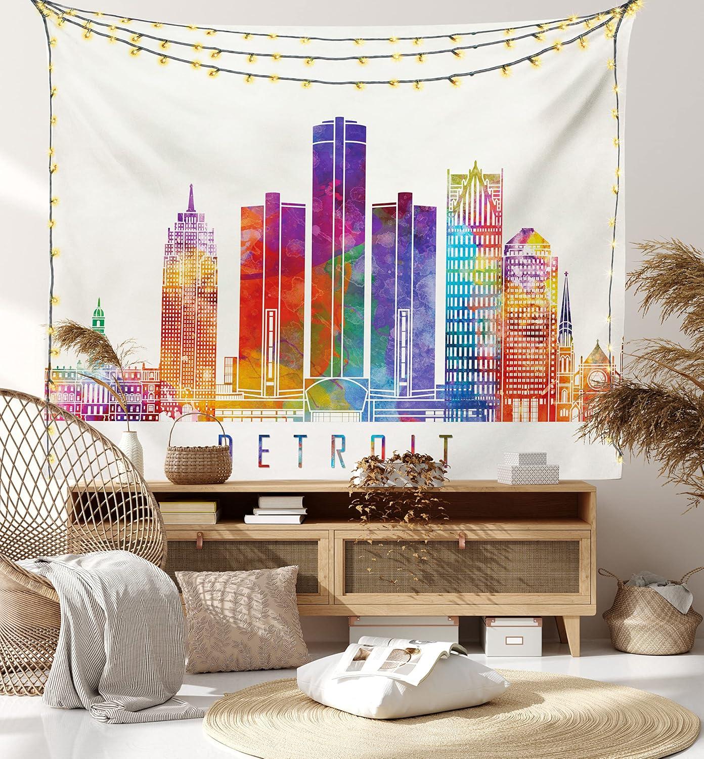 imageAmbesonne Antique Tapestry Old World Map Texture Nostalgic Plan Atlas Trace of Life Wide Wall Hanging for Bedroom Living Room Dorm 60 X 40 Khaki BeigeIvory