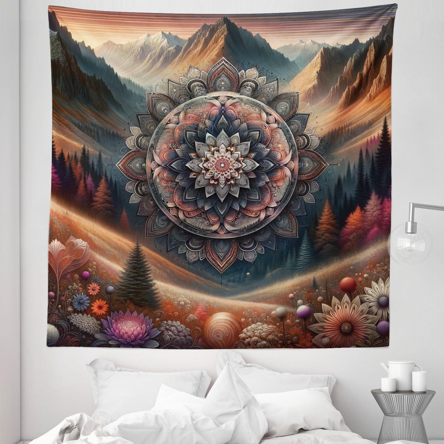 imageAmbesonne Antique Tapestry Old World Map Texture Nostalgic Plan Atlas Trace of Life Wide Wall Hanging for Bedroom Living Room Dorm 60 X 40 Khaki BeigePale Vermilion Multicolor