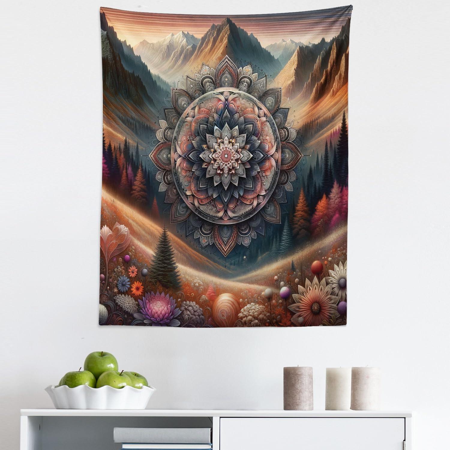 imageAmbesonne Antique Tapestry Old World Map Texture Nostalgic Plan Atlas Trace of Life Wide Wall Hanging for Bedroom Living Room Dorm 60 X 40 Khaki BeigePale Vermilion Multicolor