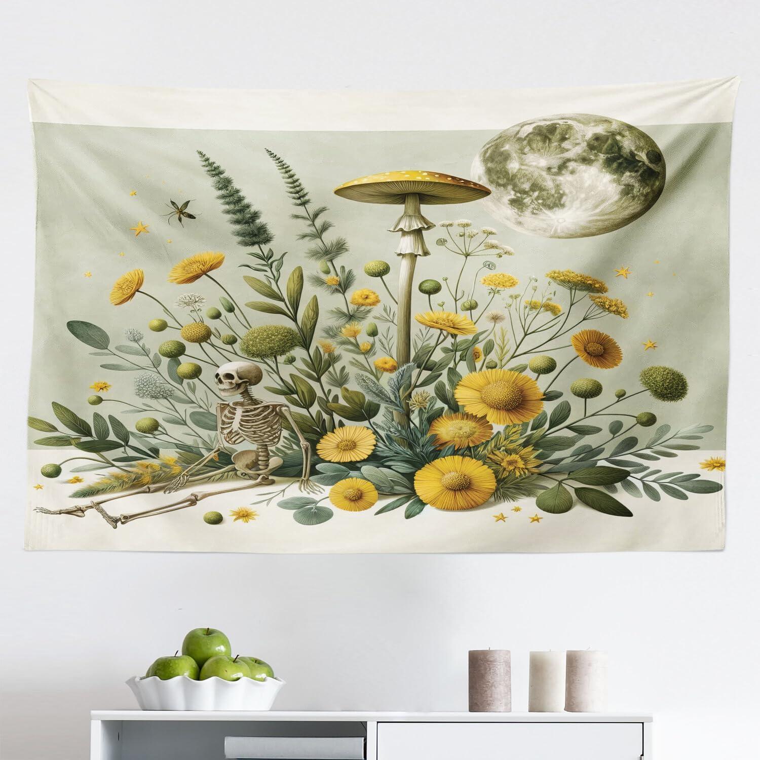 imageAmbesonne Antique Tapestry Old World Map Texture Nostalgic Plan Atlas Trace of Life Wide Wall Hanging for Bedroom Living Room Dorm 60 X 40 Khaki BeigePale Green Earth Yellow