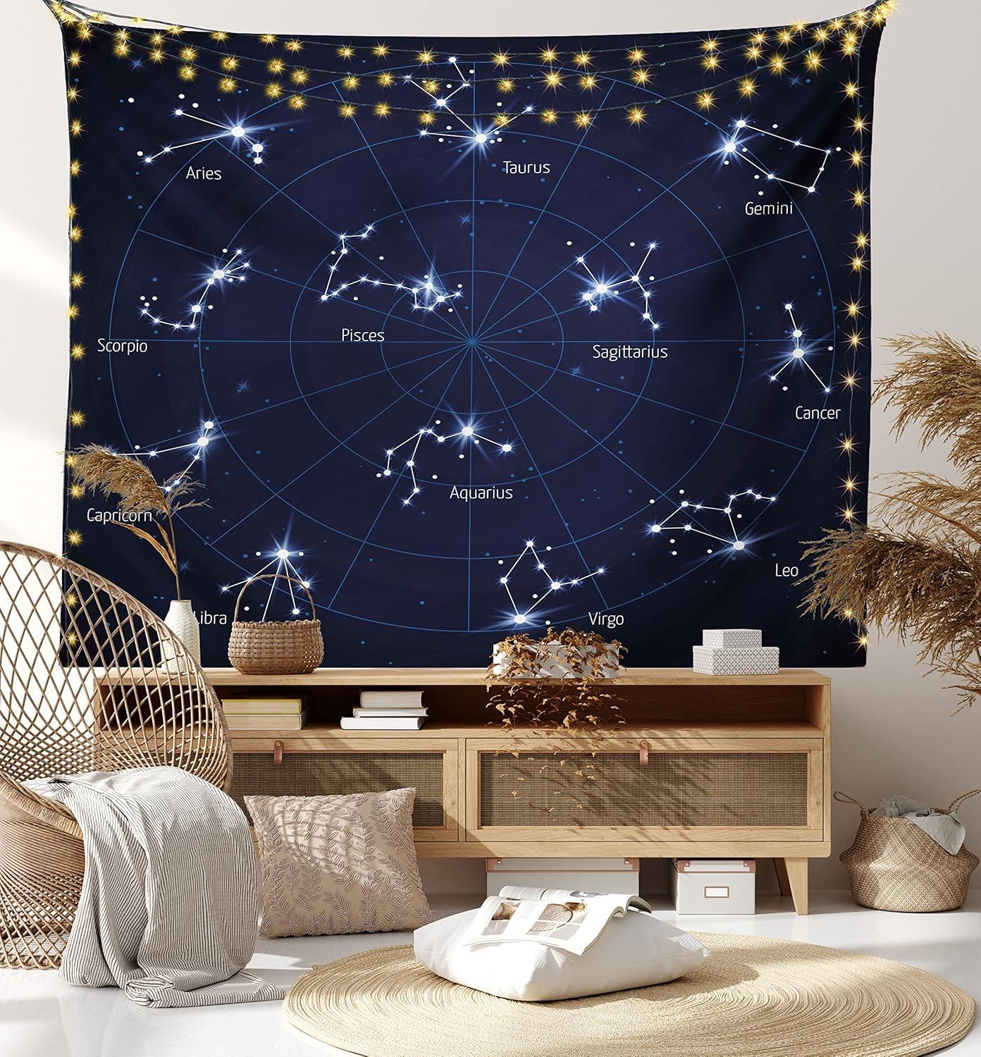 imageAmbesonne Antique Tapestry Old World Map Texture Nostalgic Plan Atlas Trace of Life Wide Wall Hanging for Bedroom Living Room Dorm 60 X 40 Khaki BeigeDark Blue White