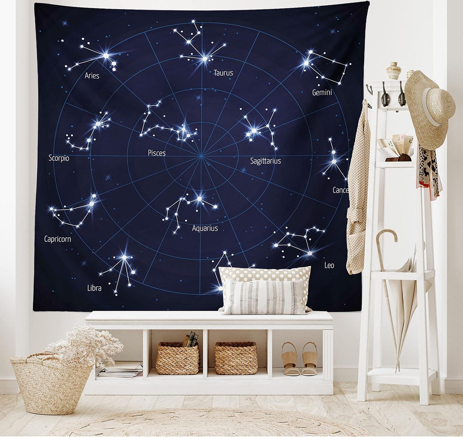 imageAmbesonne Antique Tapestry Old World Map Texture Nostalgic Plan Atlas Trace of Life Wide Wall Hanging for Bedroom Living Room Dorm 60 X 40 Khaki BeigeDark Blue White