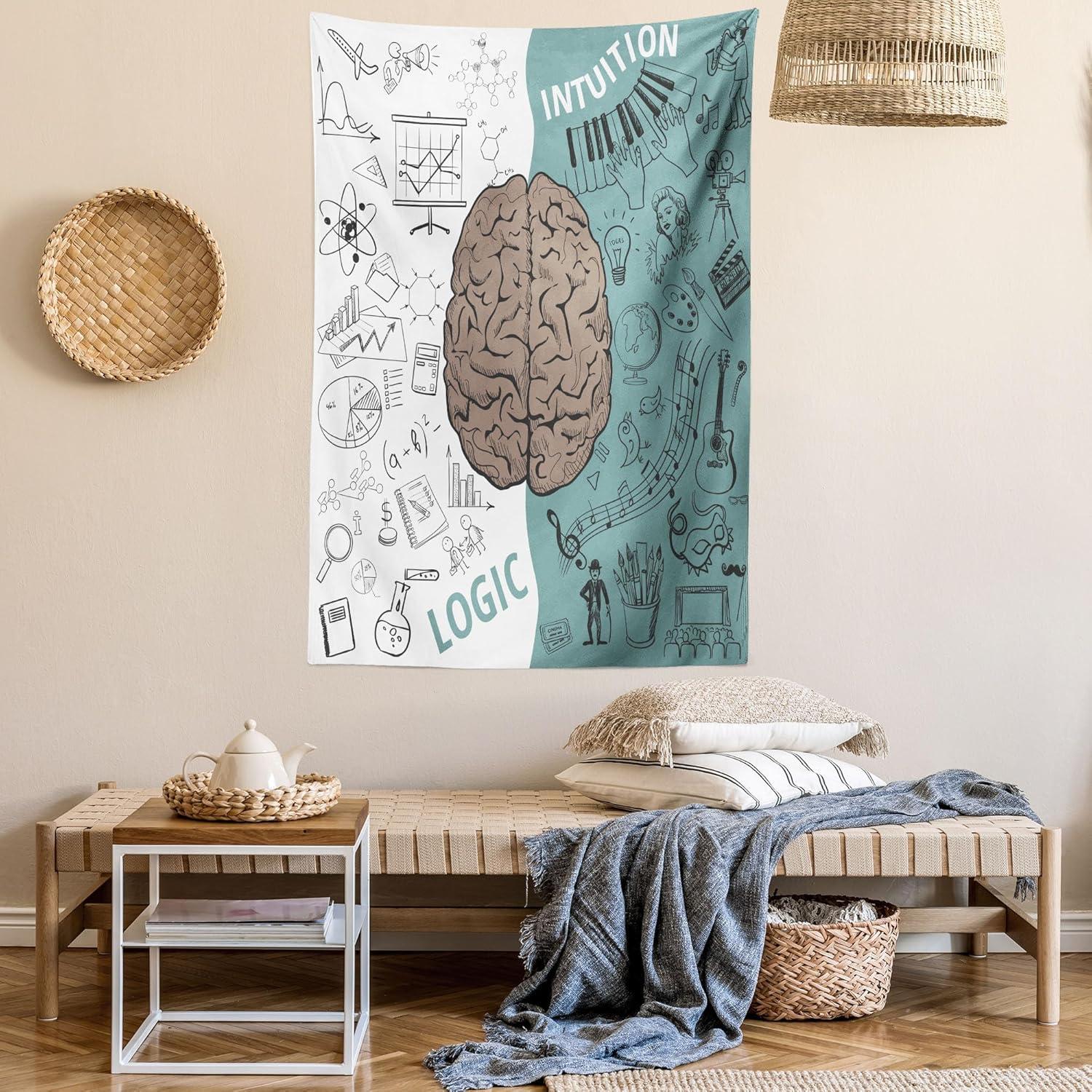 imageAmbesonne Antique Tapestry Old World Map Texture Nostalgic Plan Atlas Trace of Life Wide Wall Hanging for Bedroom Living Room Dorm 60 X 40 Khaki BeigeWhite Teal Umber