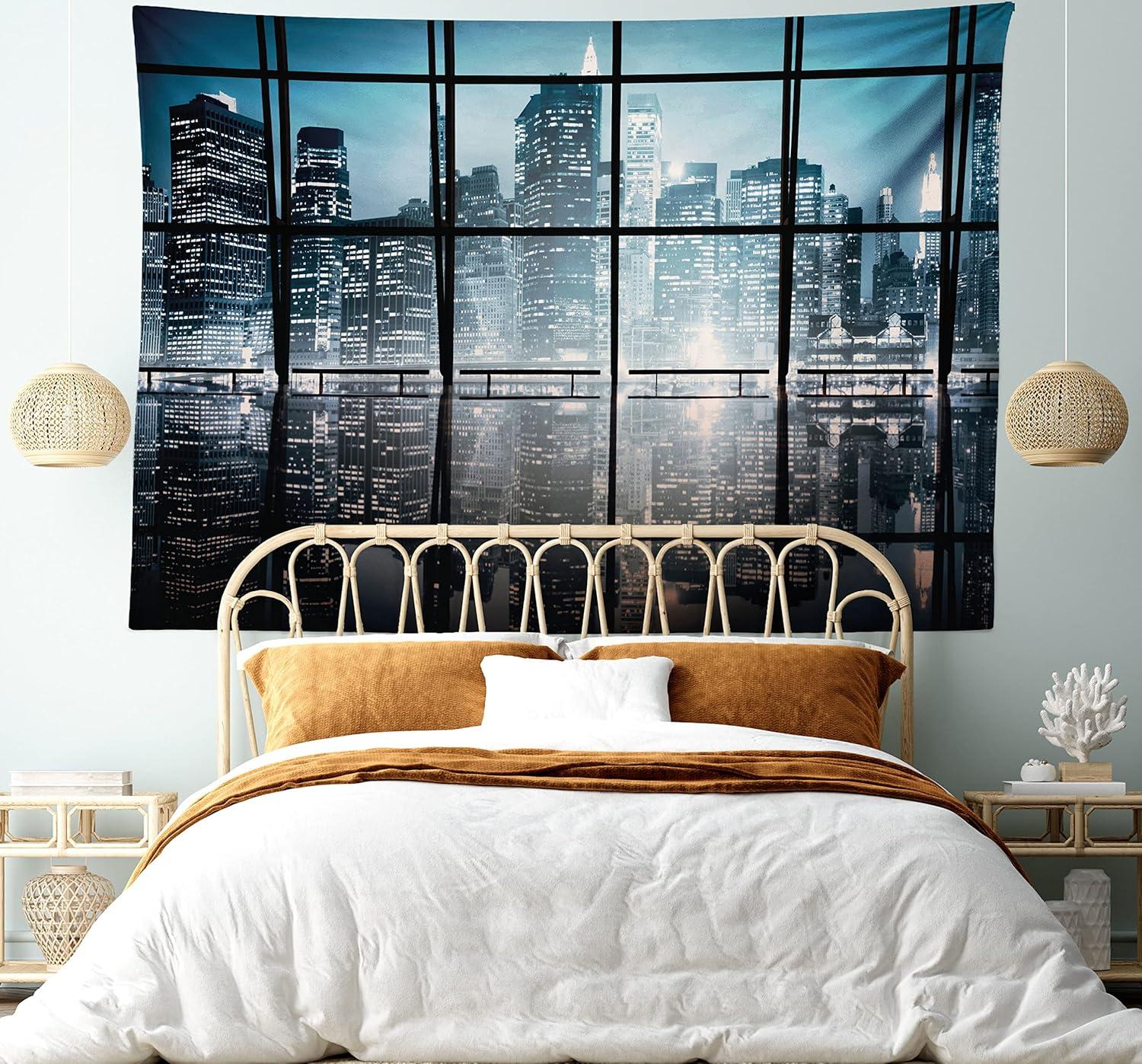 imageAmbesonne Antique Tapestry Old World Map Texture Nostalgic Plan Atlas Trace of Life Wide Wall Hanging for Bedroom Living Room Dorm 60 X 40 Khaki BeigeBlack Blue