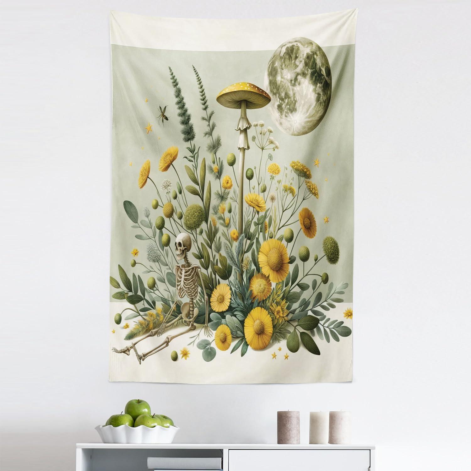 imageAmbesonne Antique Tapestry Old World Map Texture Nostalgic Plan Atlas Trace of Life Wide Wall Hanging for Bedroom Living Room Dorm 60 X 40 Khaki BeigePale Green Earth Yellow