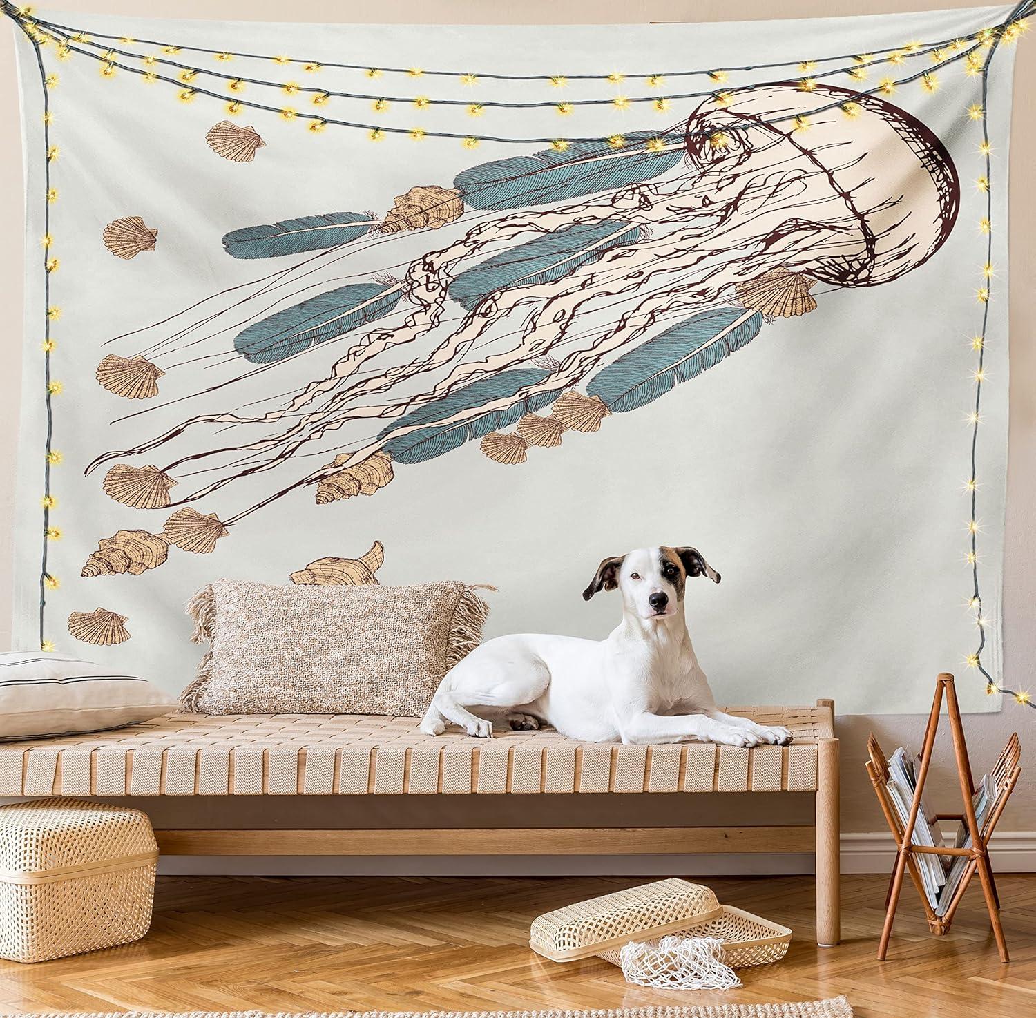 imageAmbesonne Antique Tapestry Old World Map Texture Nostalgic Plan Atlas Trace of Life Wide Wall Hanging for Bedroom Living Room Dorm 60 X 40 Khaki BeigeGrey Beige Brown