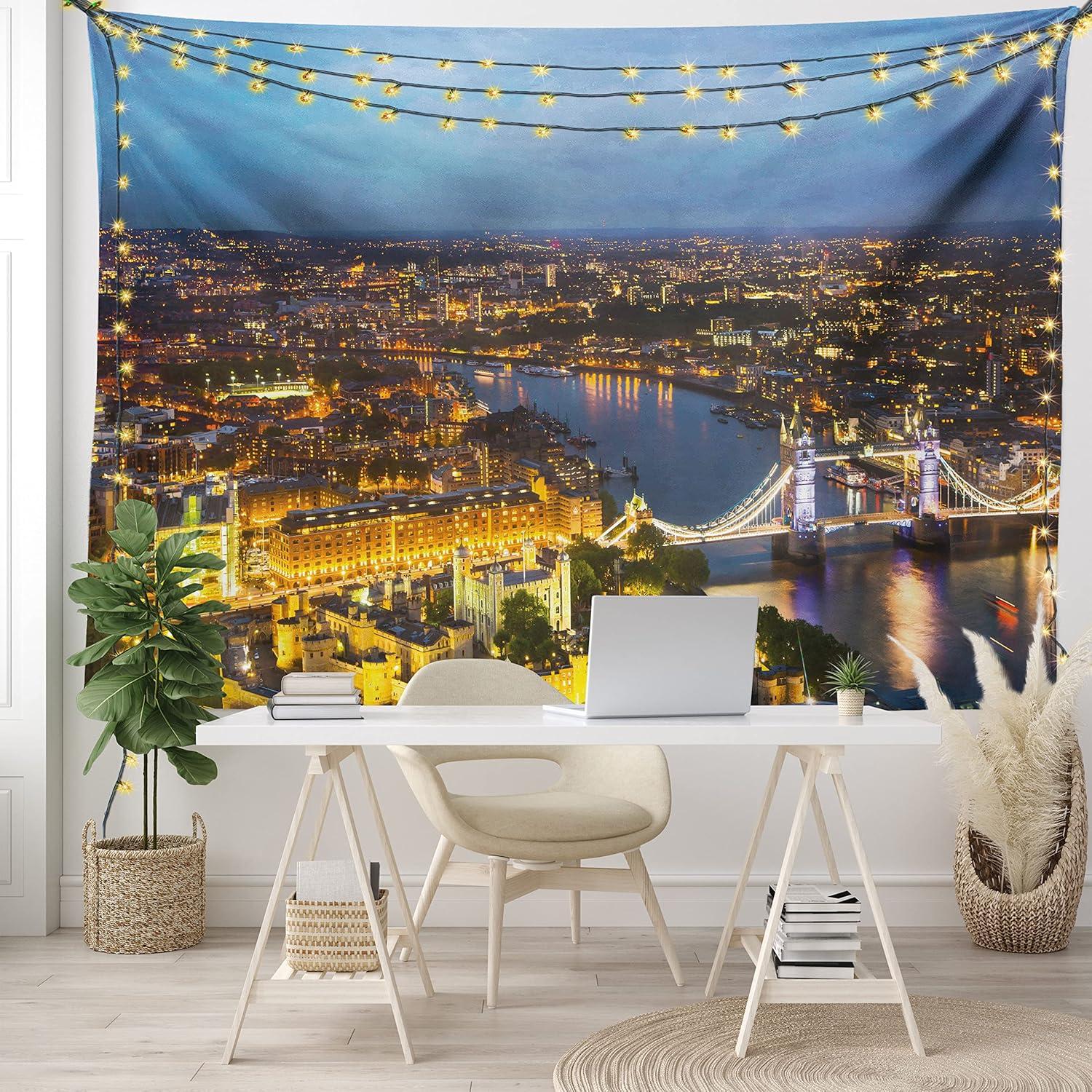 imageAmbesonne Antique Tapestry Old World Map Texture Nostalgic Plan Atlas Trace of Life Wide Wall Hanging for Bedroom Living Room Dorm 60 X 40 Khaki BeigeYellow Bluegrey
