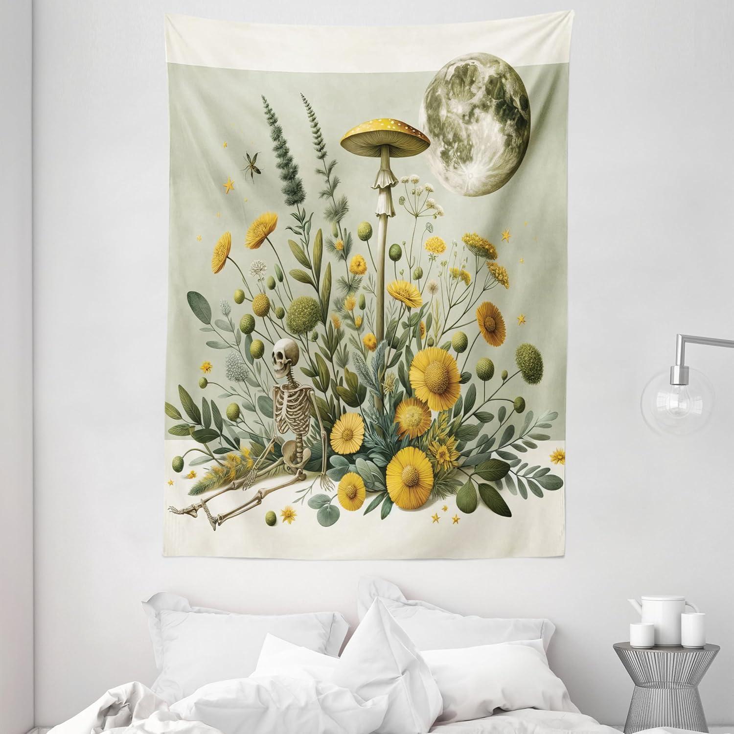 imageAmbesonne Antique Tapestry Old World Map Texture Nostalgic Plan Atlas Trace of Life Wide Wall Hanging for Bedroom Living Room Dorm 60 X 40 Khaki BeigePale Green Earth Yellow