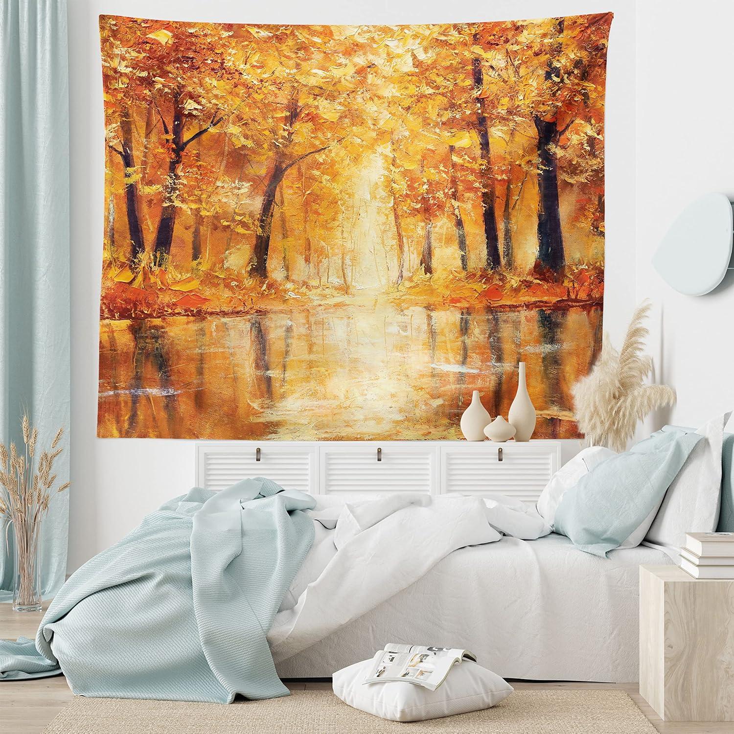 imageAmbesonne Antique Tapestry Old World Map Texture Nostalgic Plan Atlas Trace of Life Wide Wall Hanging for Bedroom Living Room Dorm 60 X 40 Khaki BeigeOrange Brown