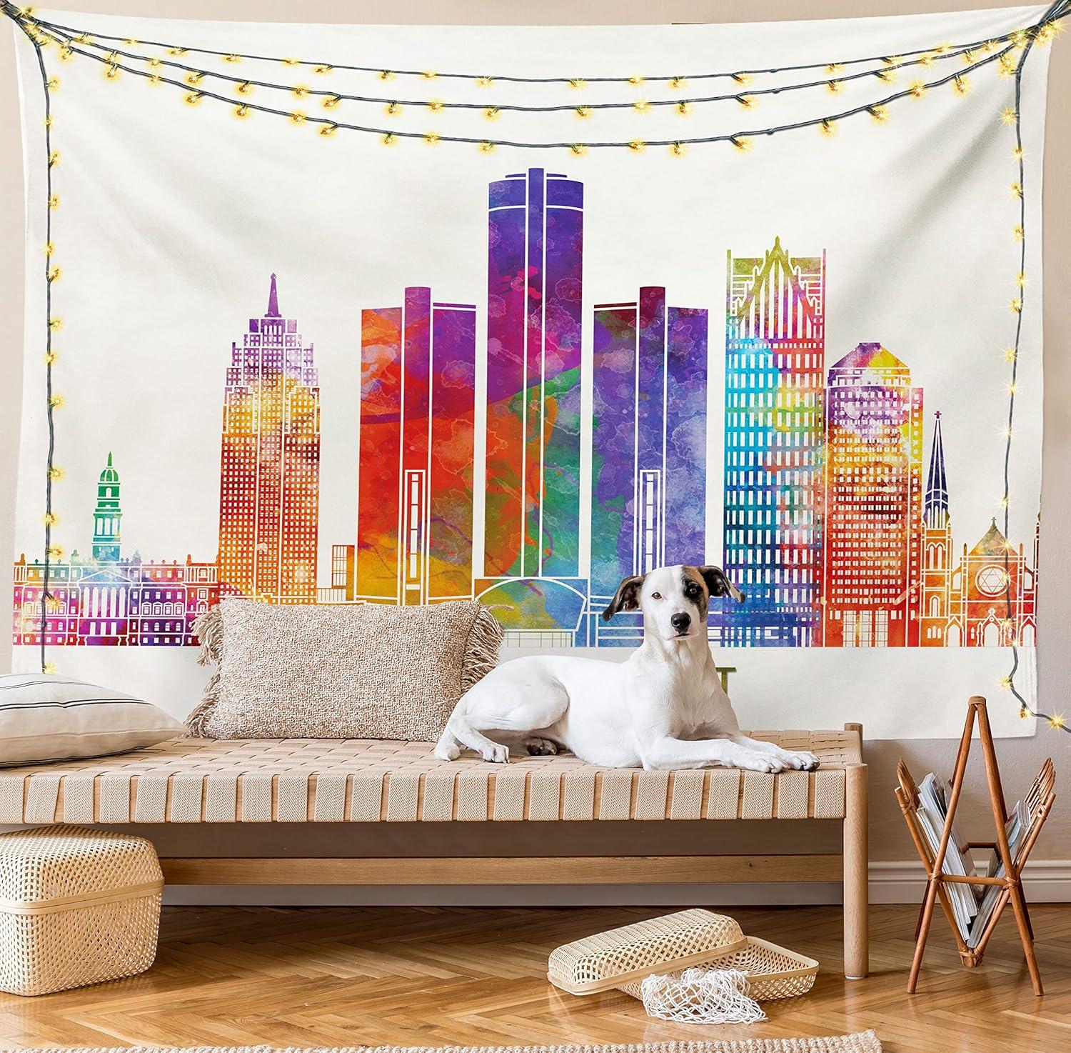 imageAmbesonne Antique Tapestry Old World Map Texture Nostalgic Plan Atlas Trace of Life Wide Wall Hanging for Bedroom Living Room Dorm 60 X 40 Khaki BeigeIvory