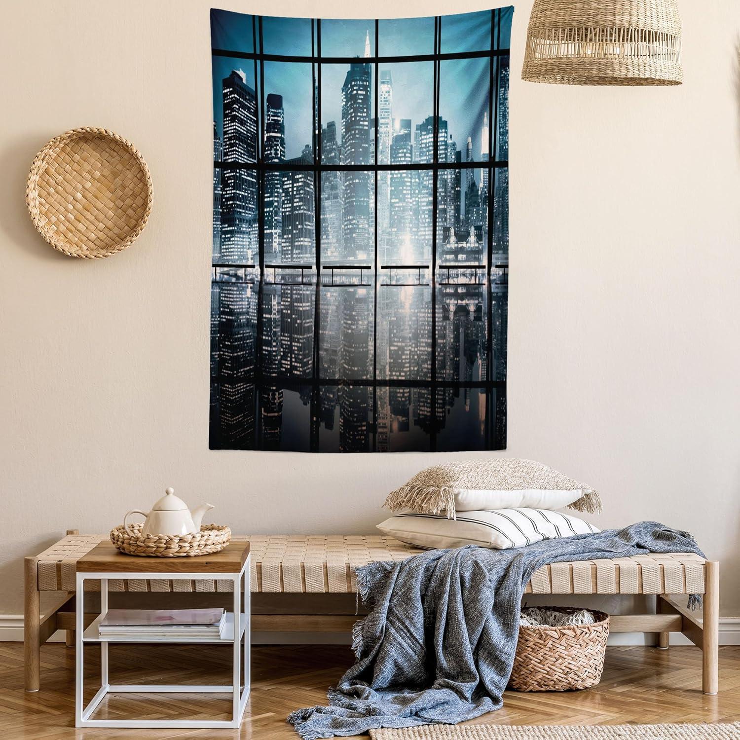 imageAmbesonne Antique Tapestry Old World Map Texture Nostalgic Plan Atlas Trace of Life Wide Wall Hanging for Bedroom Living Room Dorm 60 X 40 Khaki BeigeBlack Blue