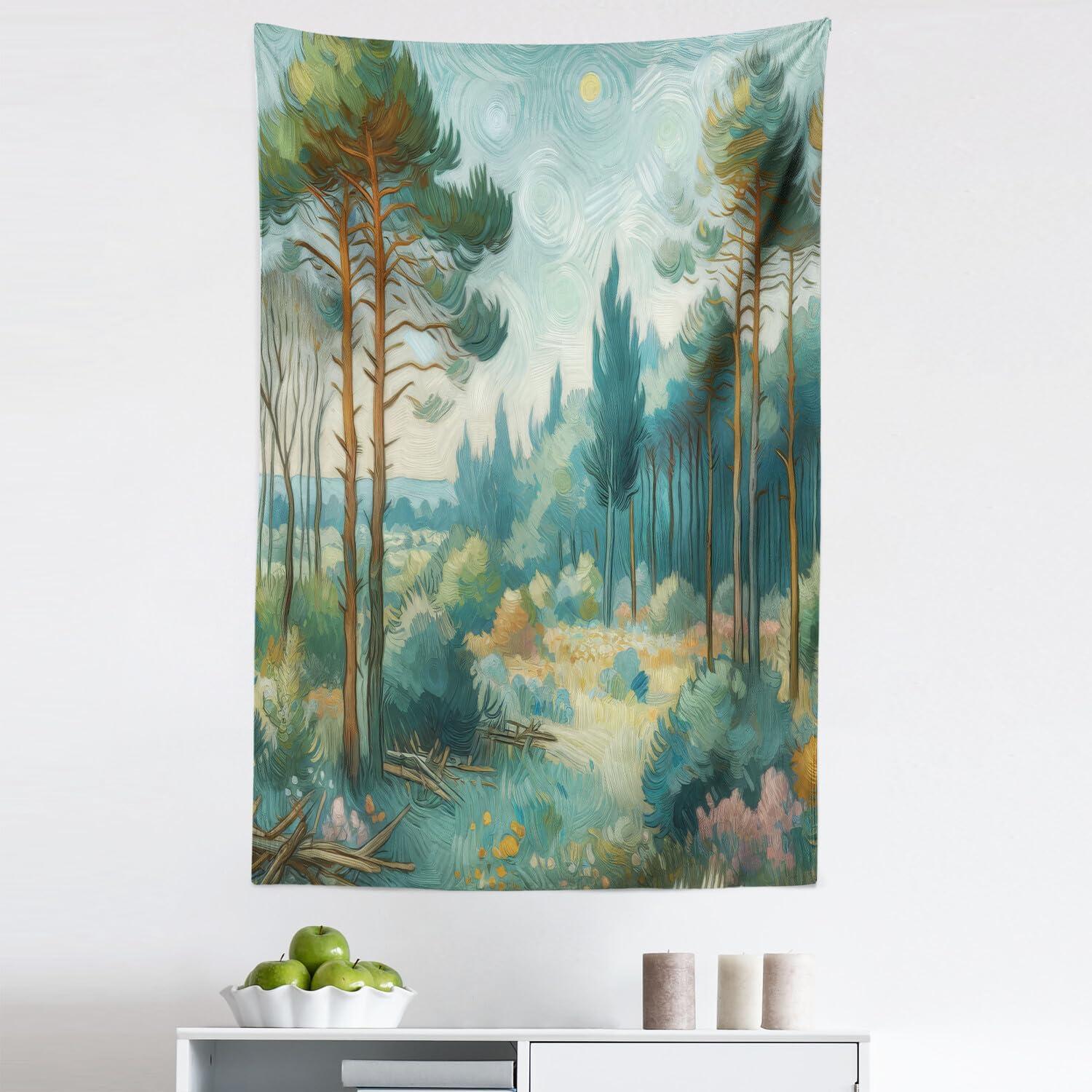 imageAmbesonne Antique Tapestry Old World Map Texture Nostalgic Plan Atlas Trace of Life Wide Wall Hanging for Bedroom Living Room Dorm 60 X 40 Khaki BeigeCadet Blue Green Amber