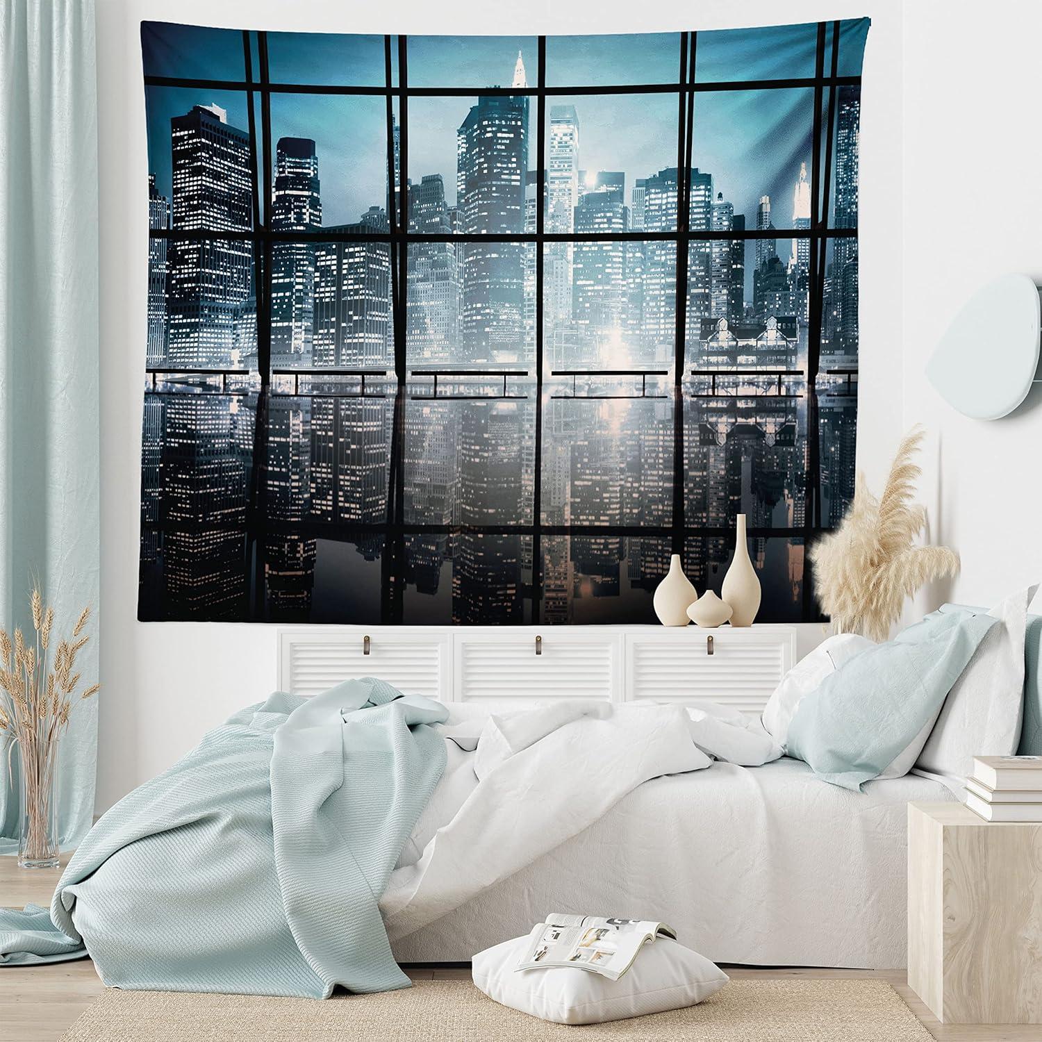 imageAmbesonne Antique Tapestry Old World Map Texture Nostalgic Plan Atlas Trace of Life Wide Wall Hanging for Bedroom Living Room Dorm 60 X 40 Khaki BeigeBlack Blue