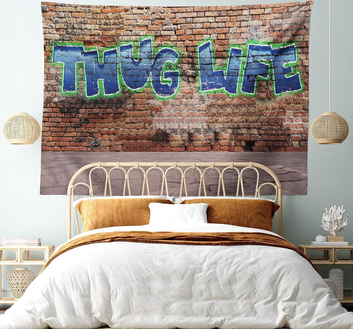 imageAmbesonne Antique Tapestry Old World Map Texture Nostalgic Plan Atlas Trace of Life Wide Wall Hanging for Bedroom Living Room Dorm 60 X 40 Khaki BeigeBrown Blue