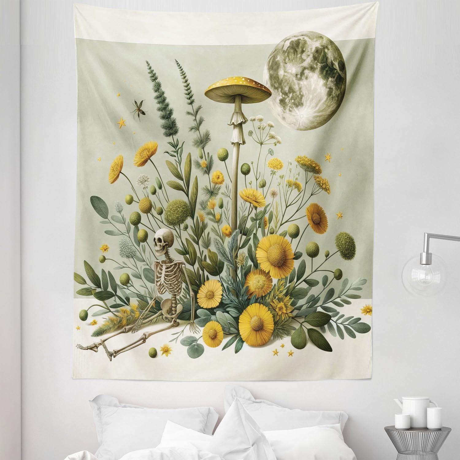 imageAmbesonne Antique Tapestry Old World Map Texture Nostalgic Plan Atlas Trace of Life Wide Wall Hanging for Bedroom Living Room Dorm 60 X 40 Khaki BeigePale Green Earth Yellow