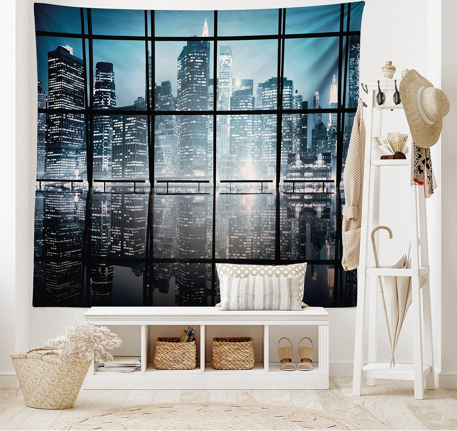 imageAmbesonne Antique Tapestry Old World Map Texture Nostalgic Plan Atlas Trace of Life Wide Wall Hanging for Bedroom Living Room Dorm 60 X 40 Khaki BeigeBlack Blue