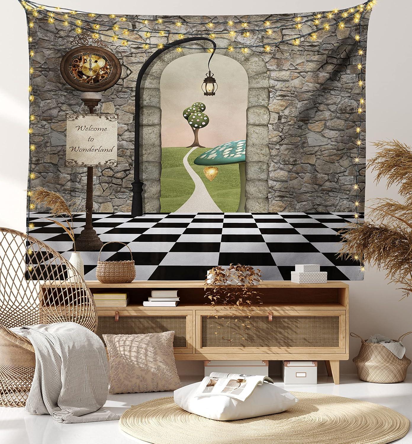 imageAmbesonne Antique Tapestry Old World Map Texture Nostalgic Plan Atlas Trace of Life Wide Wall Hanging for Bedroom Living Room Dorm 60 X 40 Khaki BeigeBlack Green