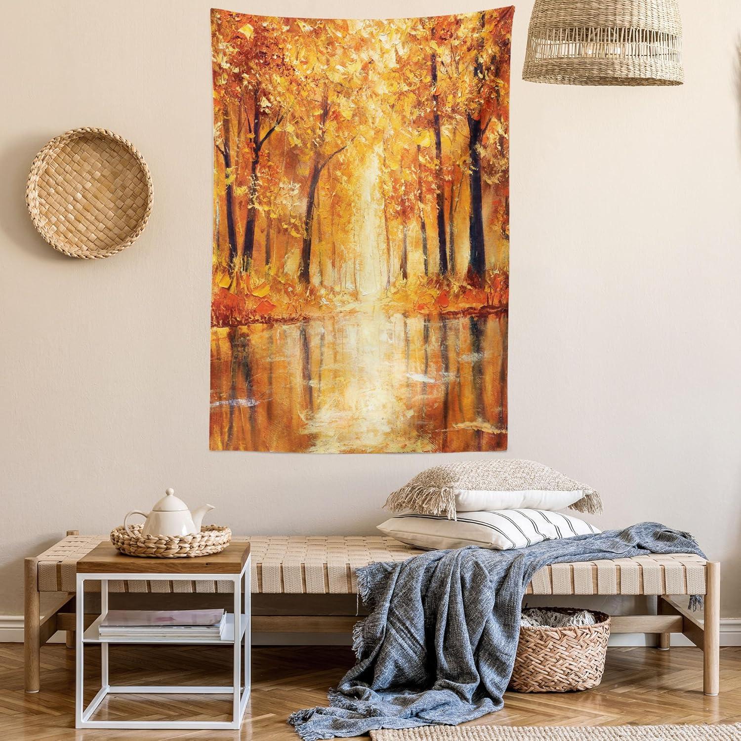 imageAmbesonne Antique Tapestry Old World Map Texture Nostalgic Plan Atlas Trace of Life Wide Wall Hanging for Bedroom Living Room Dorm 60 X 40 Khaki BeigeOrange Brown