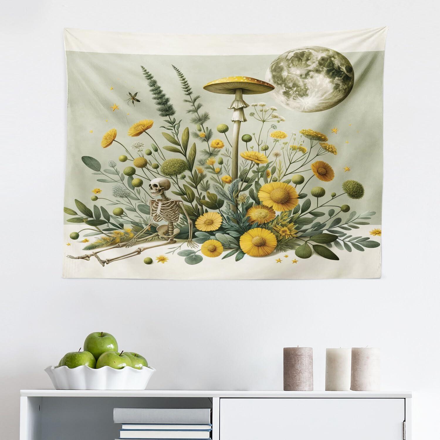 imageAmbesonne Antique Tapestry Old World Map Texture Nostalgic Plan Atlas Trace of Life Wide Wall Hanging for Bedroom Living Room Dorm 60 X 40 Khaki BeigePale Green Earth Yellow
