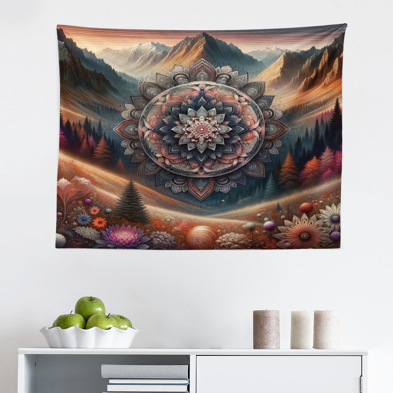 imageAmbesonne Antique Tapestry Old World Map Texture Nostalgic Plan Atlas Trace of Life Wide Wall Hanging for Bedroom Living Room Dorm 60 X 40 Khaki BeigePale Vermilion Multicolor