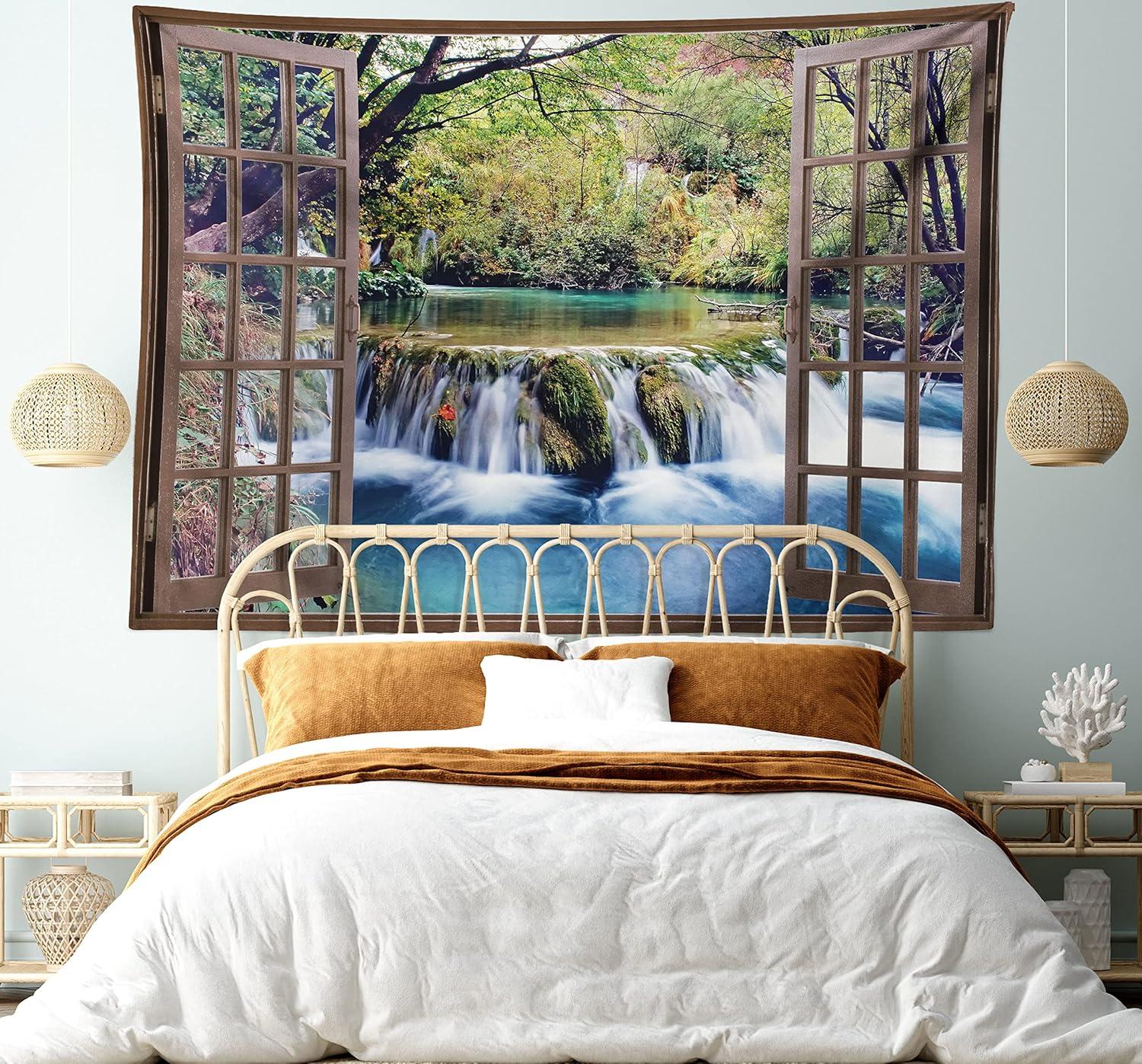 imageAmbesonne Antique Tapestry Old World Map Texture Nostalgic Plan Atlas Trace of Life Wide Wall Hanging for Bedroom Living Room Dorm 60 X 40 Khaki BeigeBrown Black