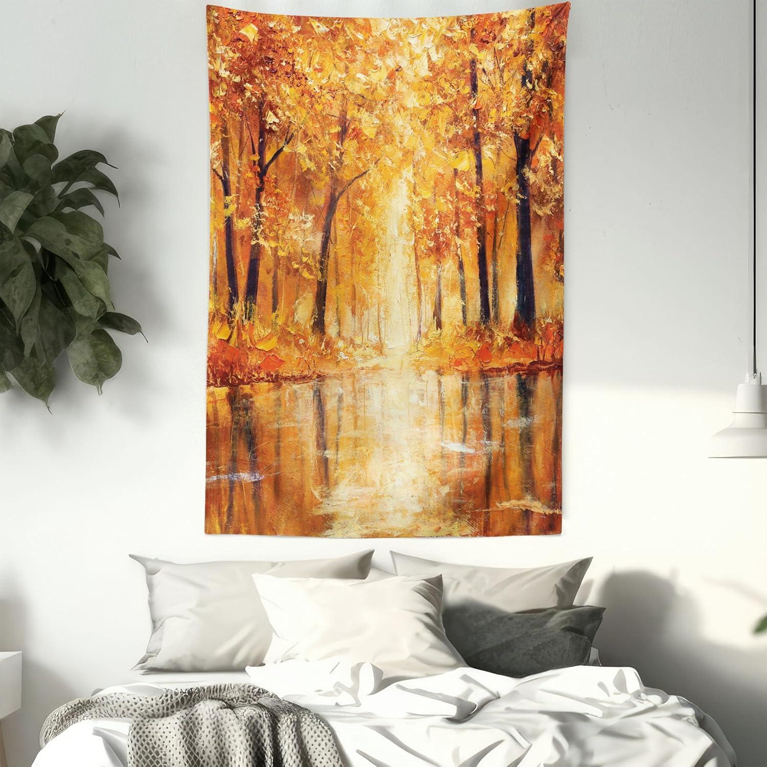 imageAmbesonne Antique Tapestry Old World Map Texture Nostalgic Plan Atlas Trace of Life Wide Wall Hanging for Bedroom Living Room Dorm 60 X 40 Khaki BeigeOrange Brown