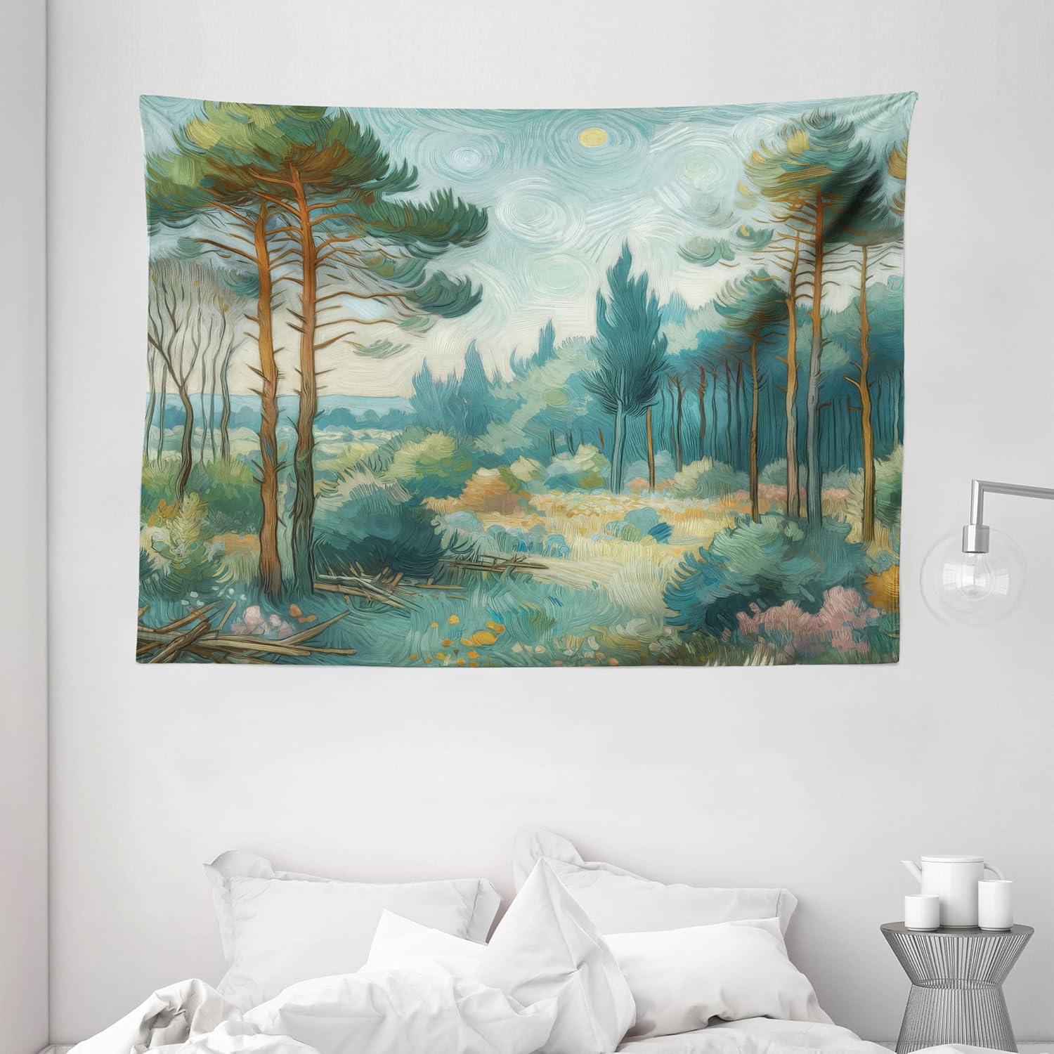 imageAmbesonne Antique Tapestry Old World Map Texture Nostalgic Plan Atlas Trace of Life Wide Wall Hanging for Bedroom Living Room Dorm 60 X 40 Khaki BeigeCadet Blue Green Amber